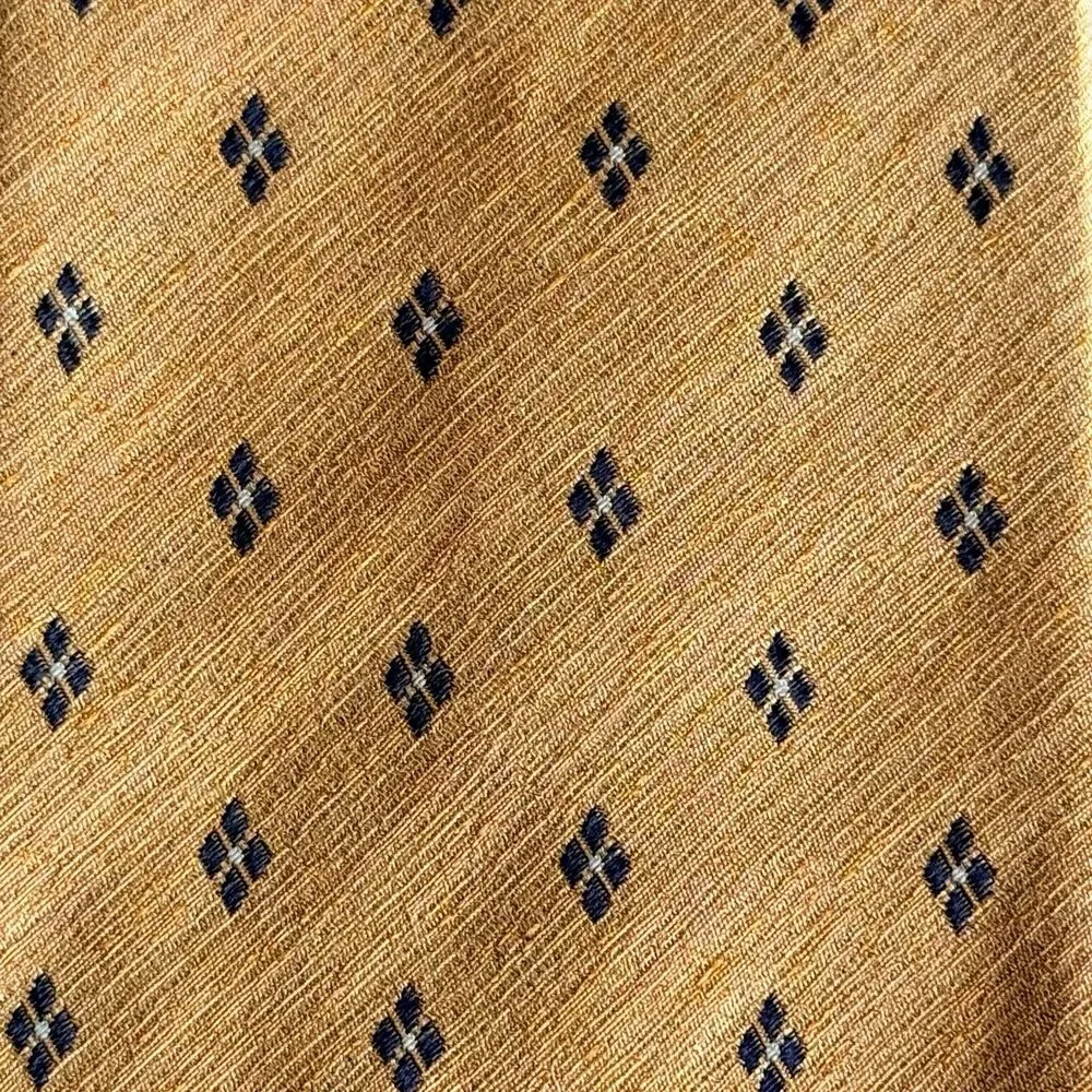 JOSEPH ABBOUD Men's 100% Silk Tie ITALY Designer Gold Yellow Blue Diamond 58
